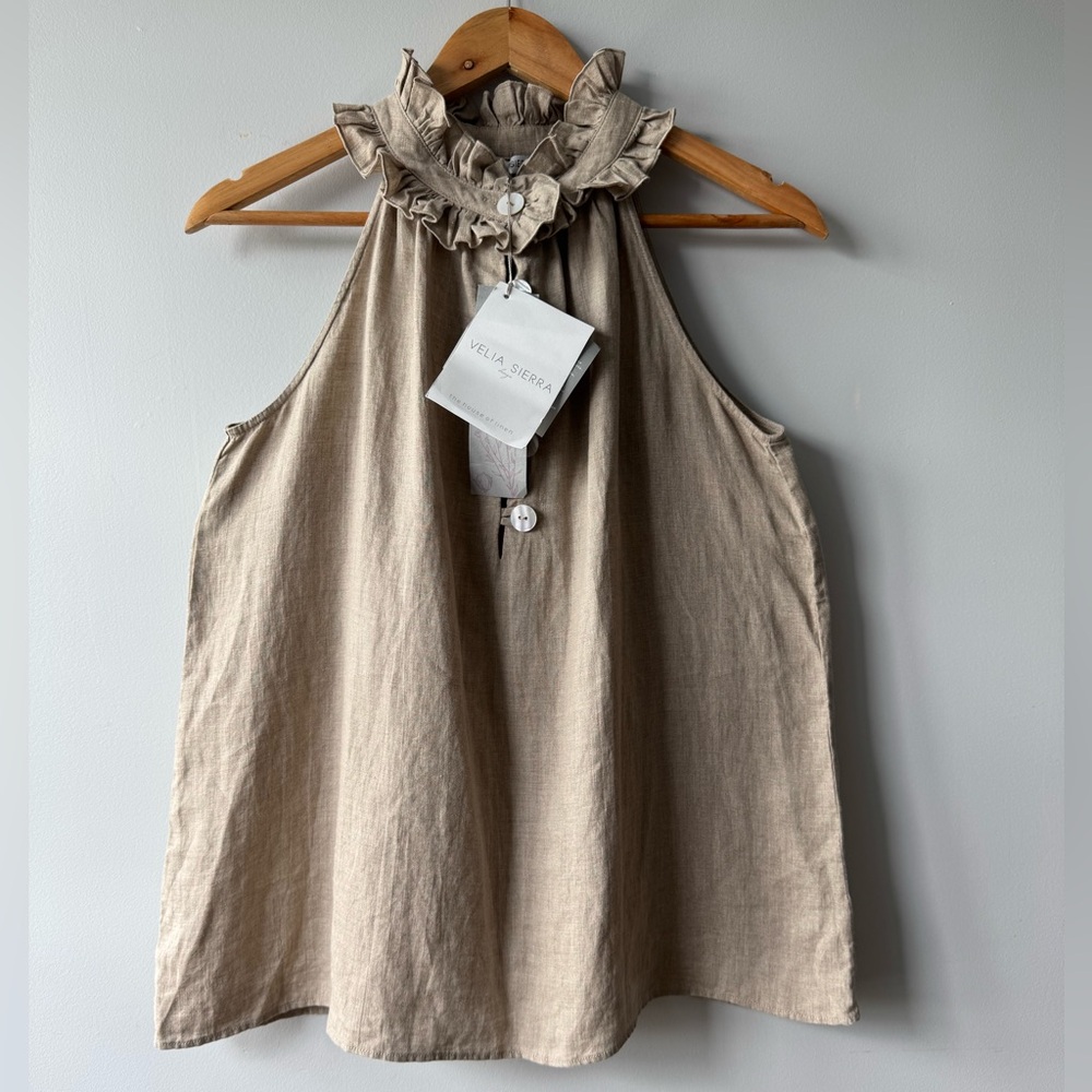 NWT Velia Sierra Linen Sleeves Top Size XS - Picture 2 of 14